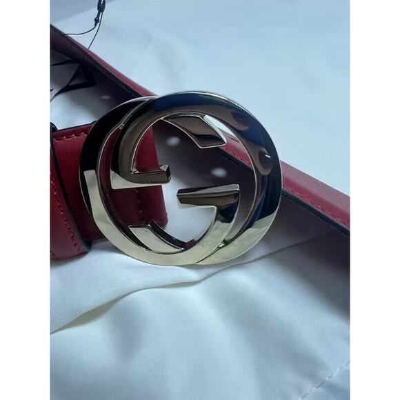 100% Authentic New Gucci Leather Belt Size 95 Red main image 5